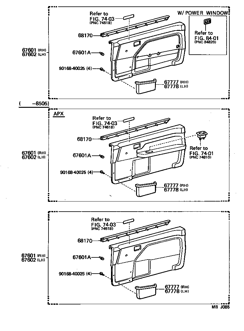  SPRINTER TRUENO |  FRONT DOOR PANEL GLASS