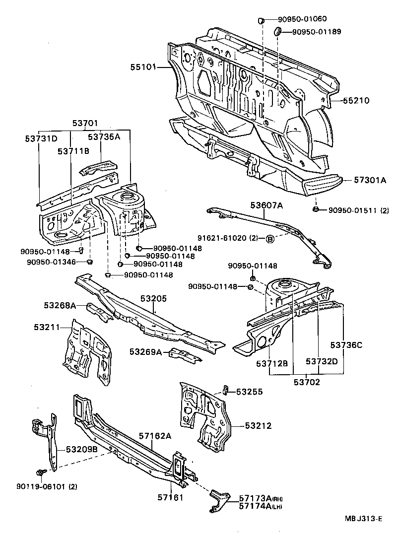  CARINA ED |  FRONT FENDER APRON DASH PANEL