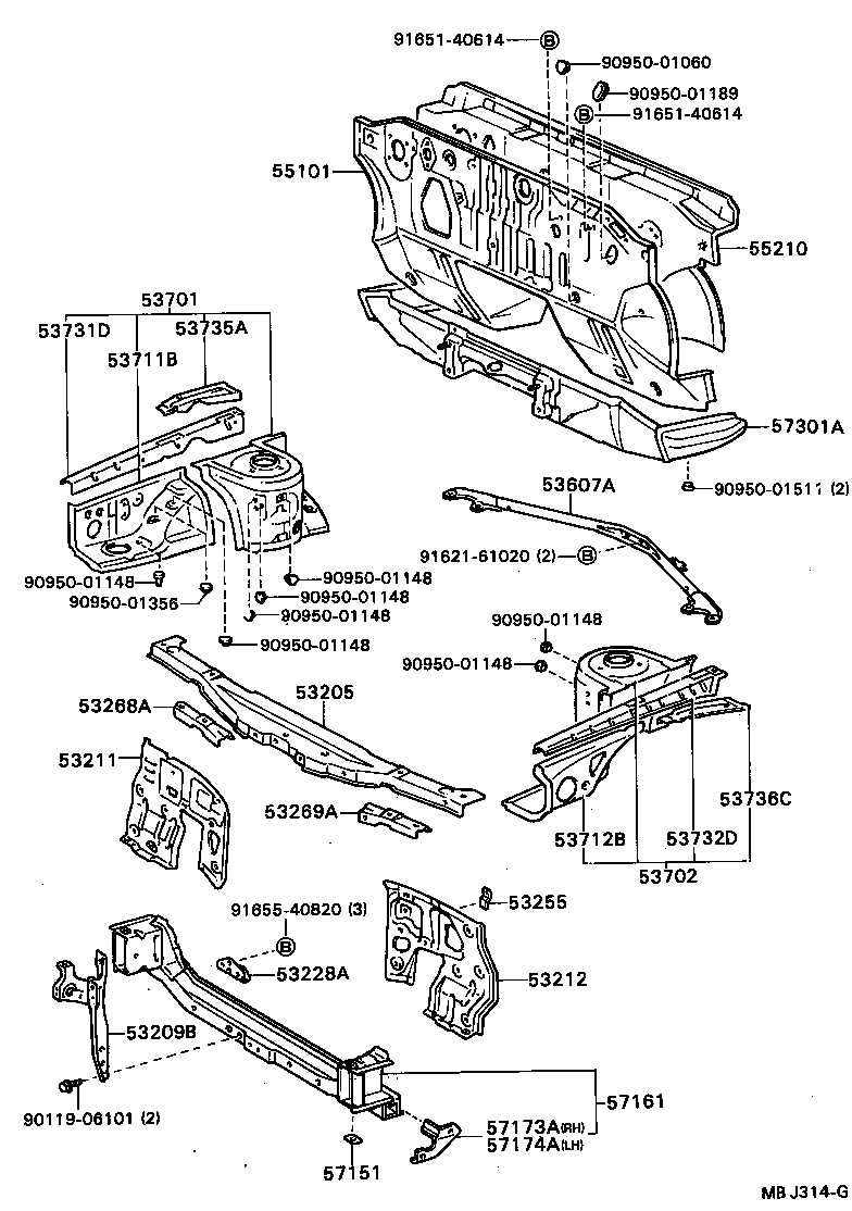  CELICA |  FRONT FENDER APRON DASH PANEL