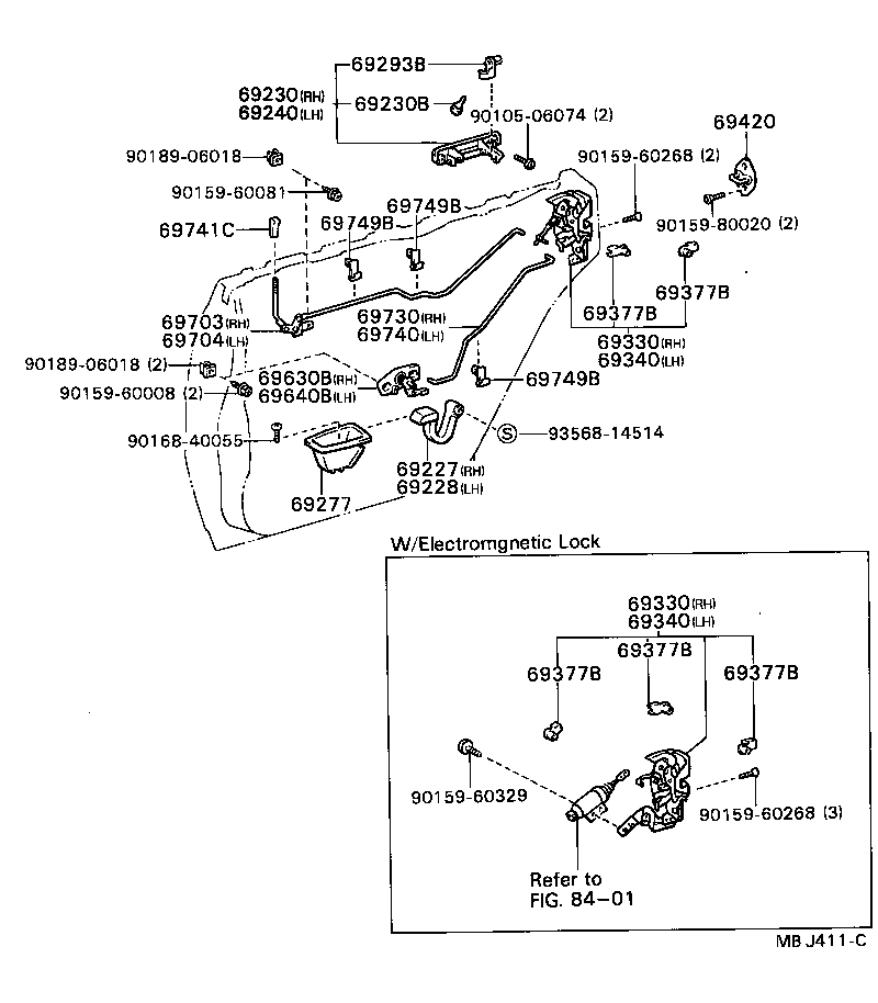 CARINA ED |  REAR DOOR LOCK HANDLE