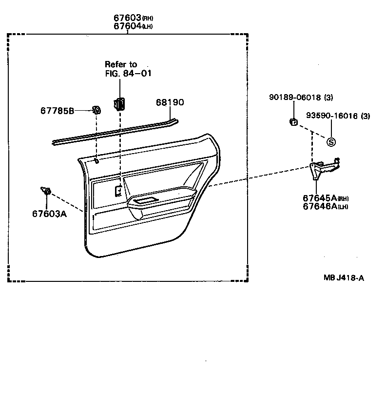  CARINA ED |  REAR DOOR PANEL GLASS