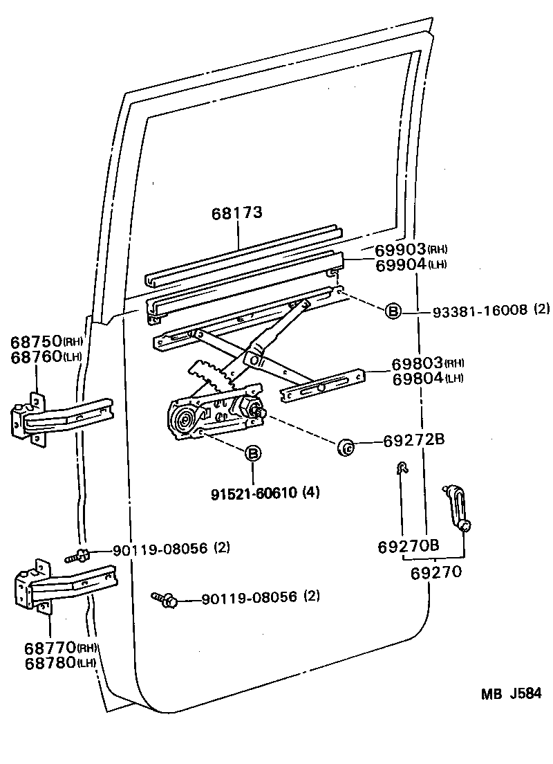  TOYOACE DYNA |  REAR DOOR WINDOW REGULATOR HINGE