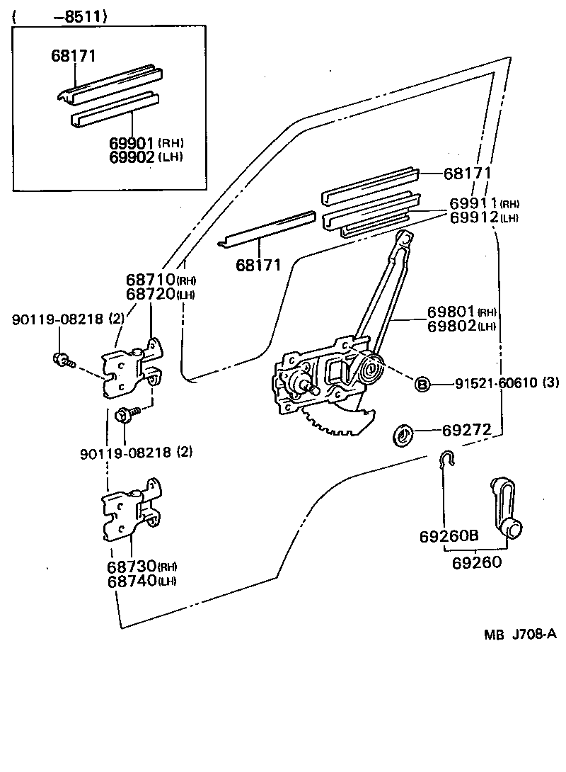  HIACE TRUCK |  FRONT DOOR WINDOW REGULATOR HINGE