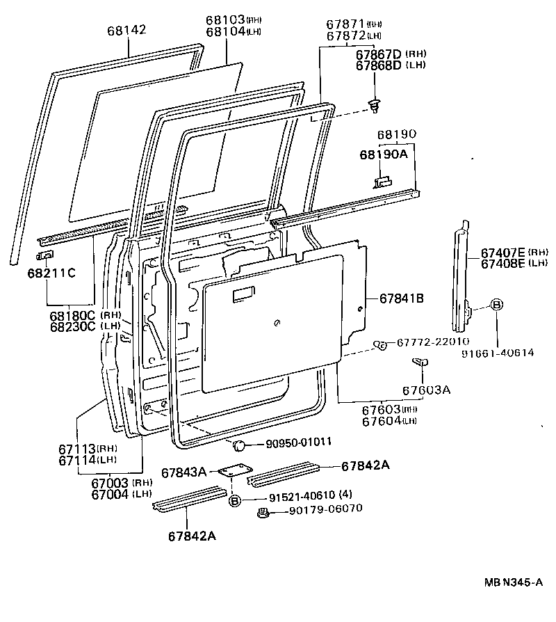  DYNA TOYOACE |  REAR DOOR PANEL GLASS