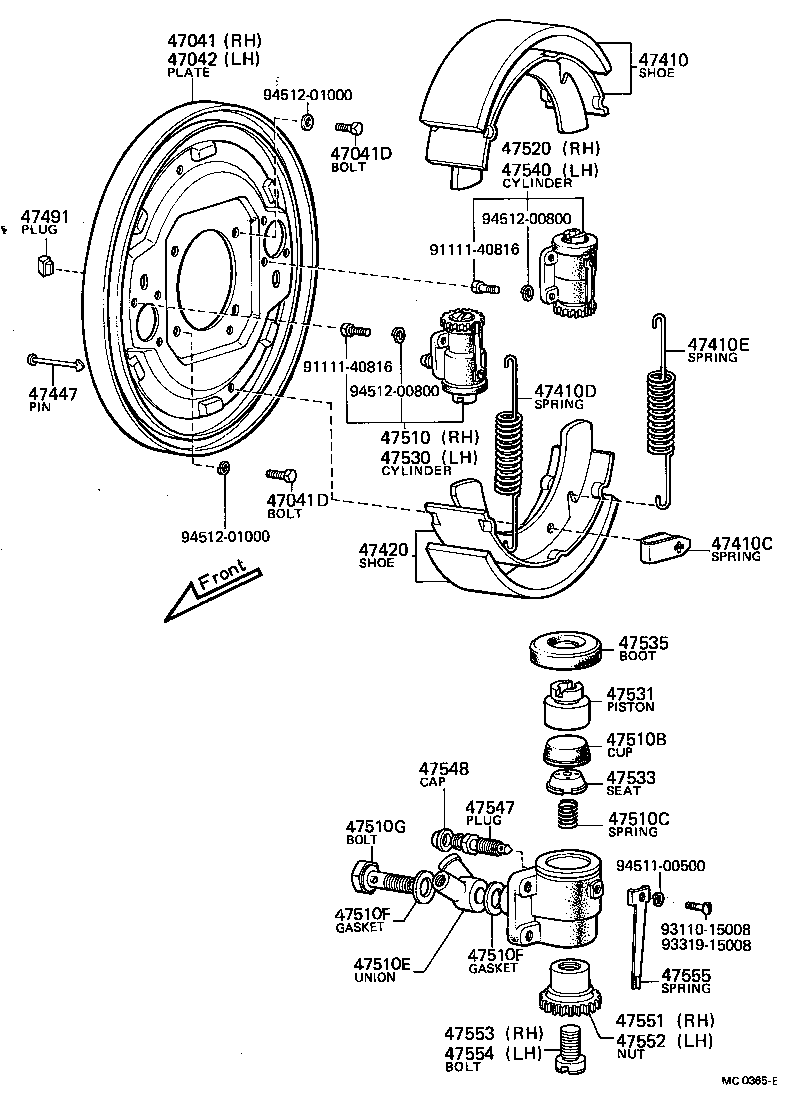  CENTURY |  FRONT DRUM BRAKE WHEEL CYLINDER BACKING PLATE