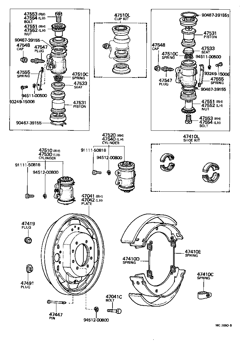  LAND CRUISER VAN |  FRONT DRUM BRAKE WHEEL CYLINDER BACKING PLATE