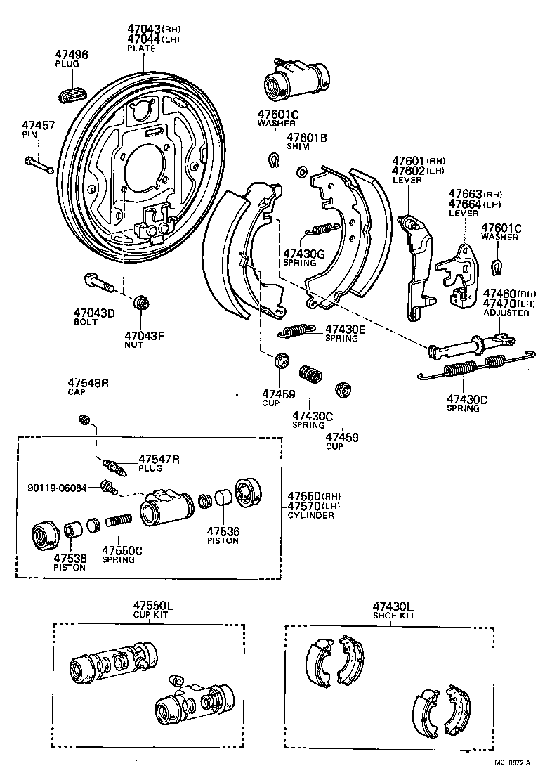  TOWN MASTERACE V WG |  REAR DRUM BRAKE WHEEL CYLINDER BACKING PLATE