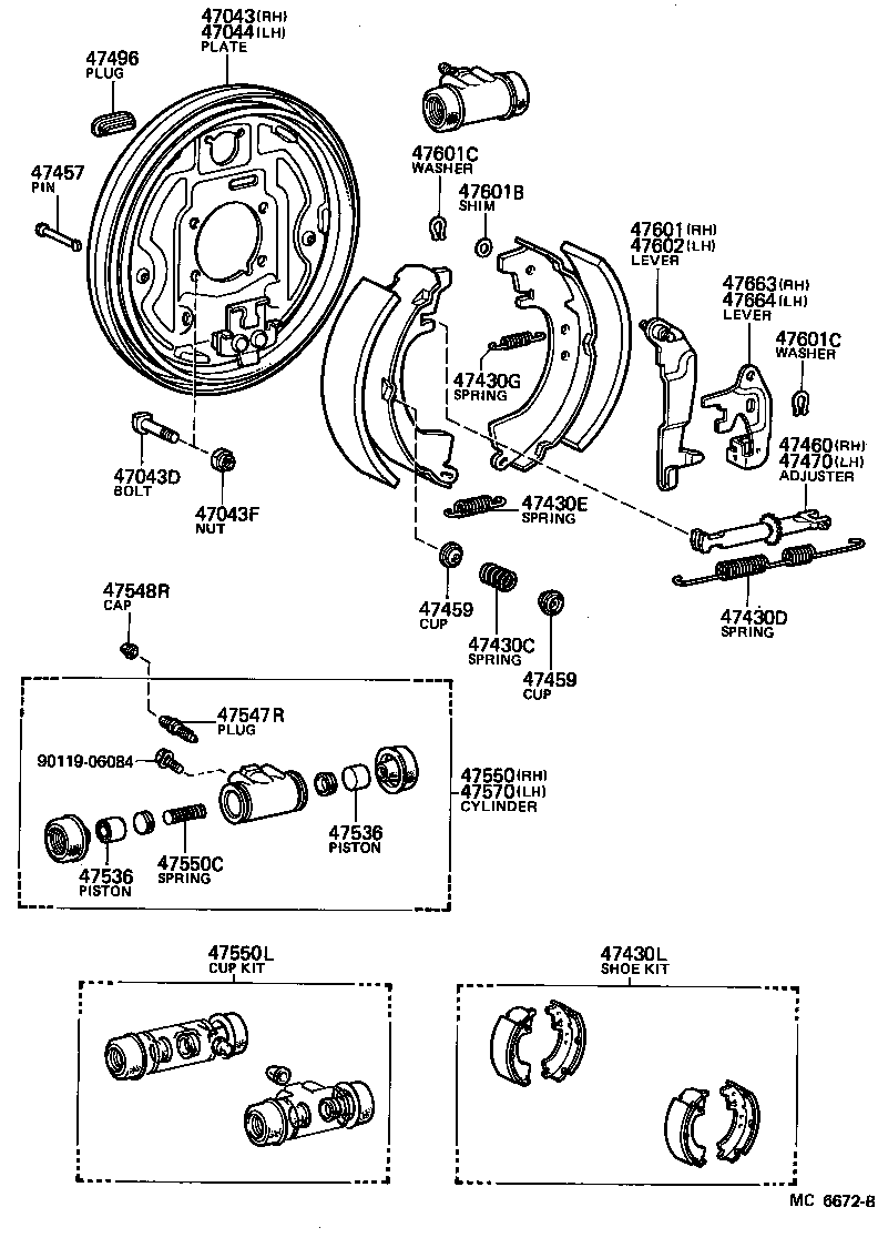  LITE TOWNACE TRUCK |  REAR DRUM BRAKE WHEEL CYLINDER BACKING PLATE