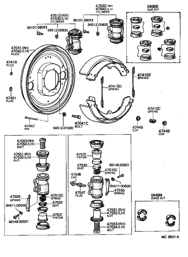  LAND CRUISER VAN |  FRONT DRUM BRAKE WHEEL CYLINDER BACKING PLATE