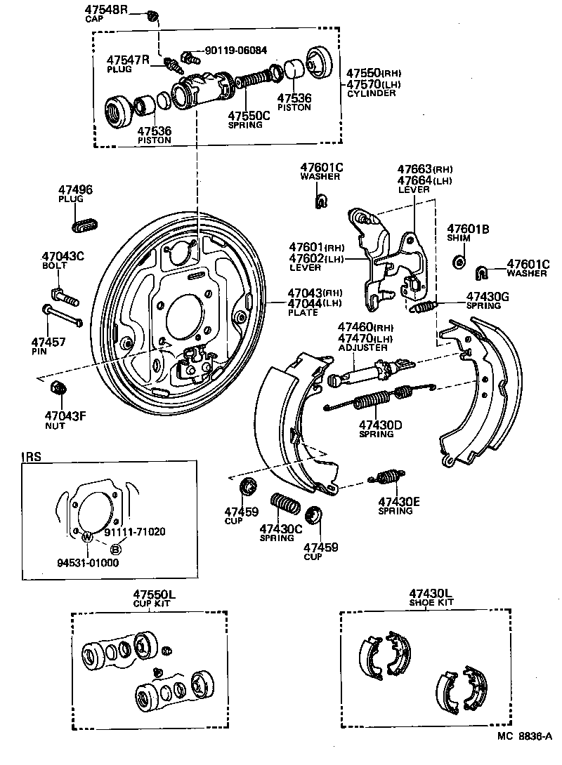  CELICA |  REAR DRUM BRAKE WHEEL CYLINDER BACKING PLATE