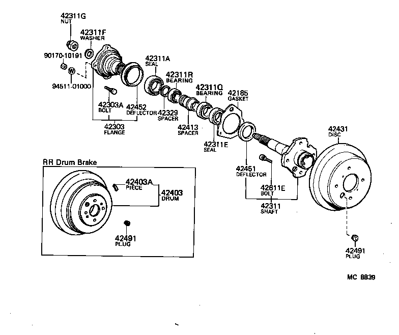  CARINA FR |  REAR AXLE SHAFT HUB