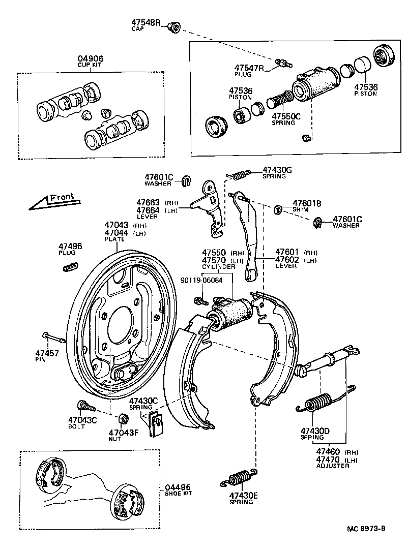  PUBLICA |  REAR DRUM BRAKE WHEEL CYLINDER BACKING PLATE