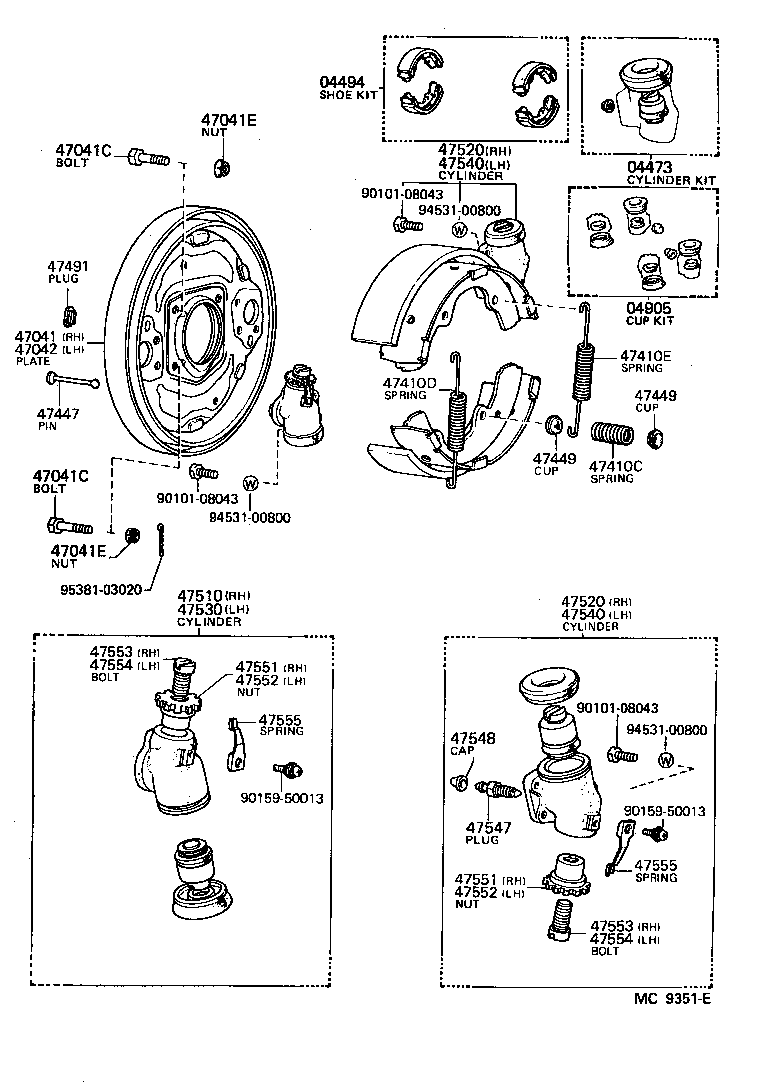  HIACE VAN WAGON |  FRONT DRUM BRAKE WHEEL CYLINDER BACKING PLATE
