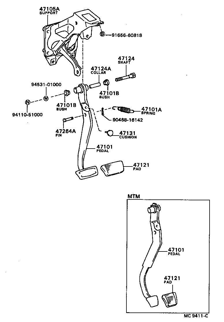  CARINA FF |  BRAKE PEDAL BRACKET