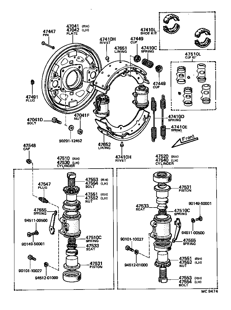  COASTER |  FRONT DRUM BRAKE WHEEL CYLINDER BACKING PLATE