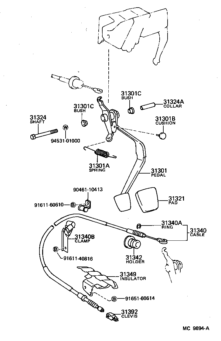  SPRINTER TRUENO |  CLUTCH PEDAL FLEXIBLE HOSE