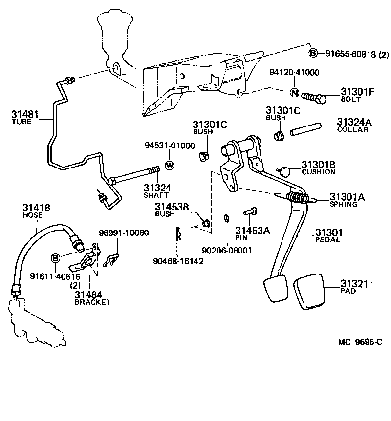  SPRINTER TRUENO |  CLUTCH PEDAL FLEXIBLE HOSE