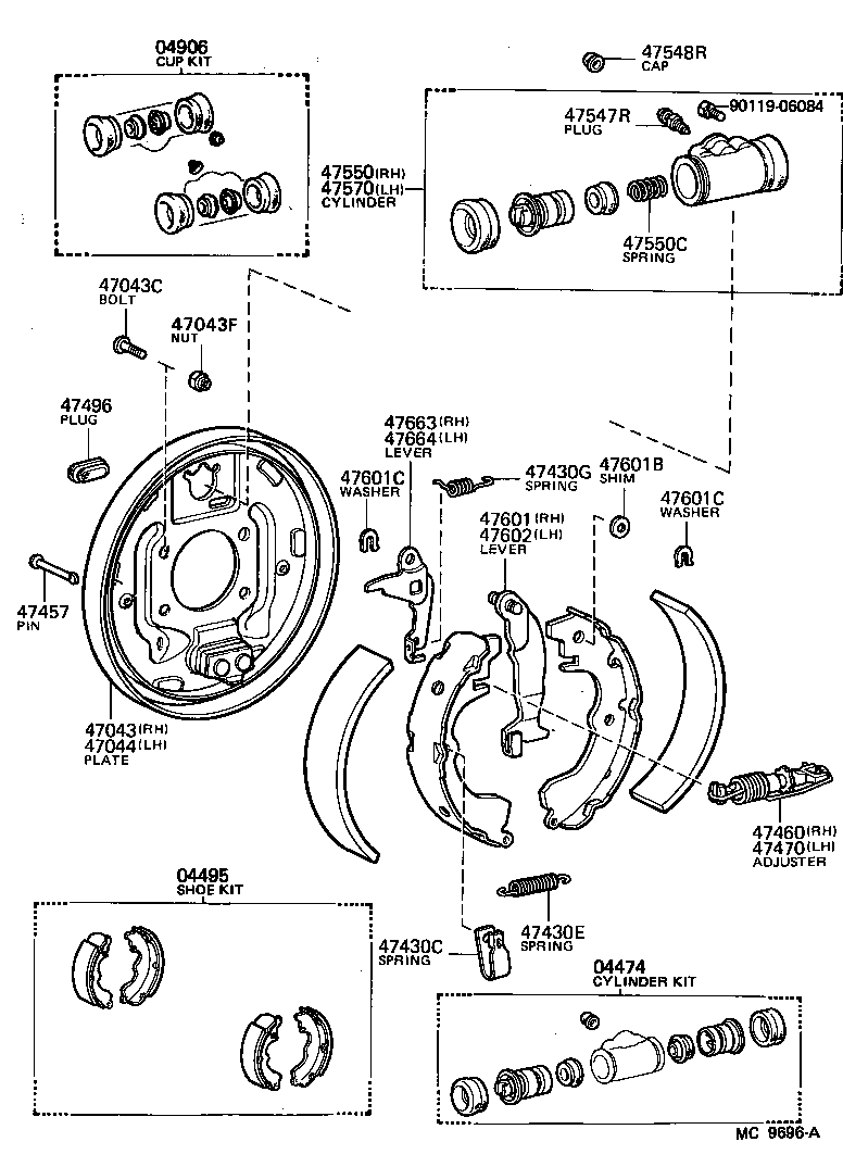  SPRINTER TRUENO |  REAR DRUM BRAKE WHEEL CYLINDER BACKING PLATE