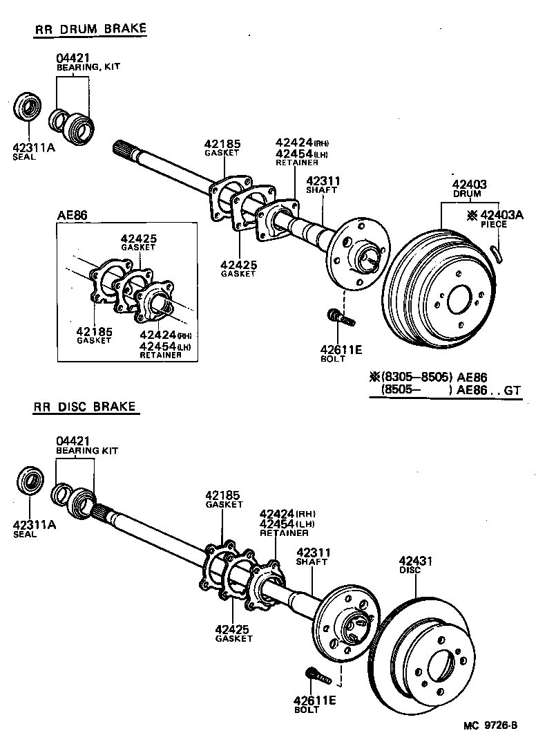  SPRINTER TRUENO |  REAR AXLE SHAFT HUB