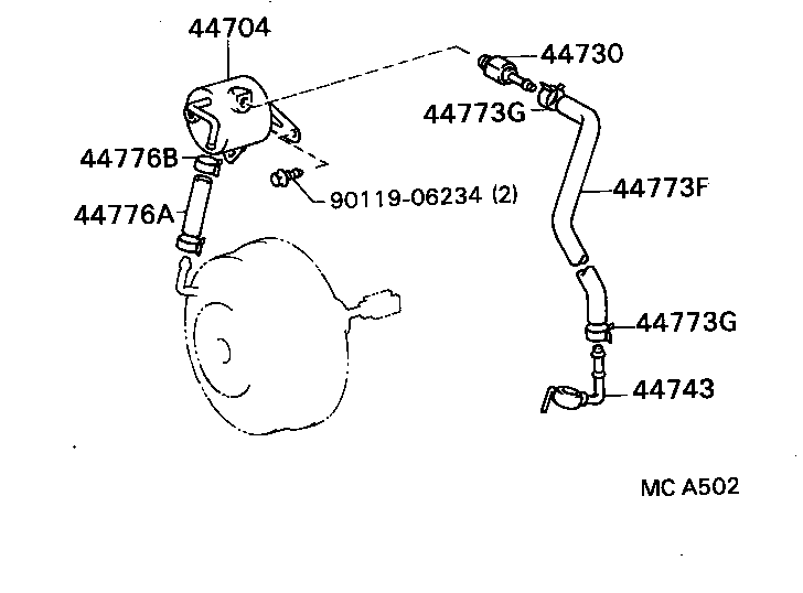  CARINA FF |  BRAKE BOOSTER VACUUM TUBE