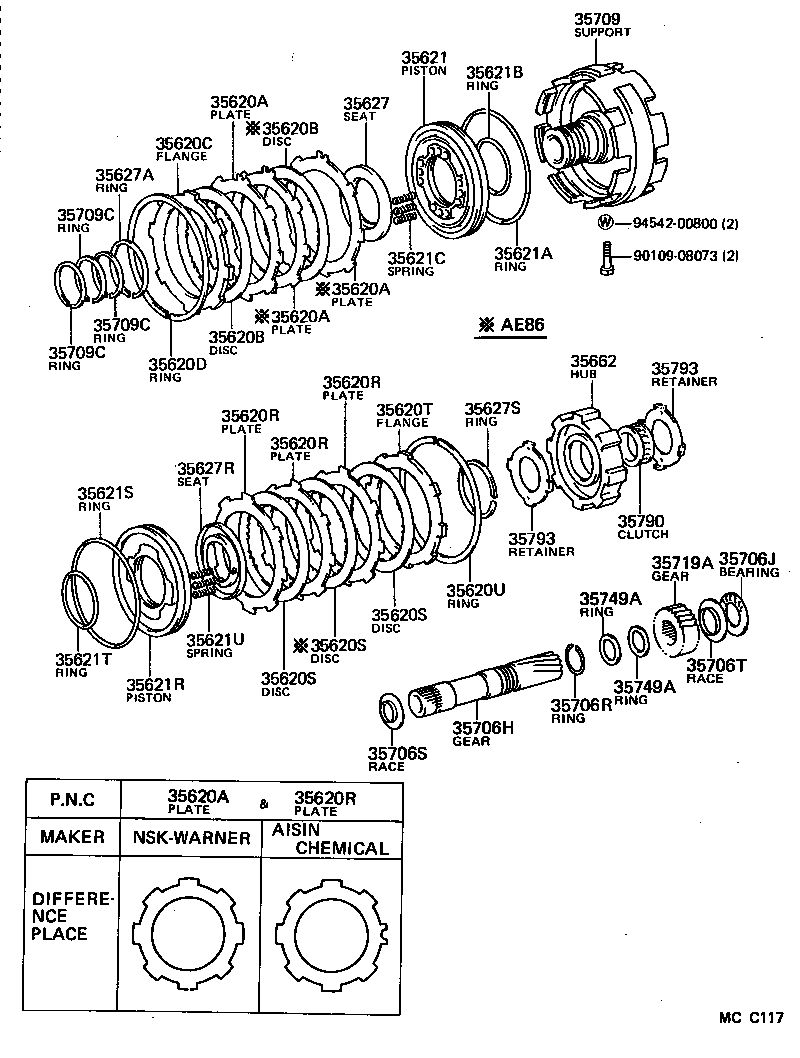  SPRINTER TRUENO |  CENTER SUPPORT PLANETARY SUN GEAR ATM
