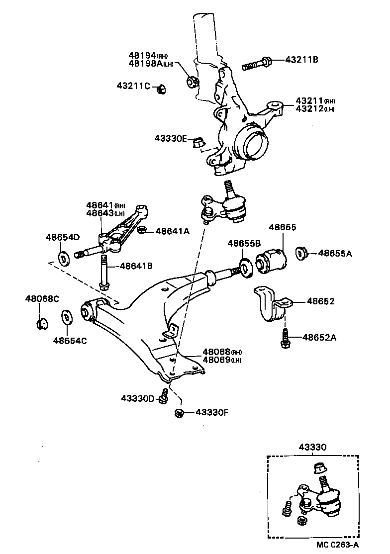  CELICA |  FRONT AXLE ARM STEERING KNUCKLE