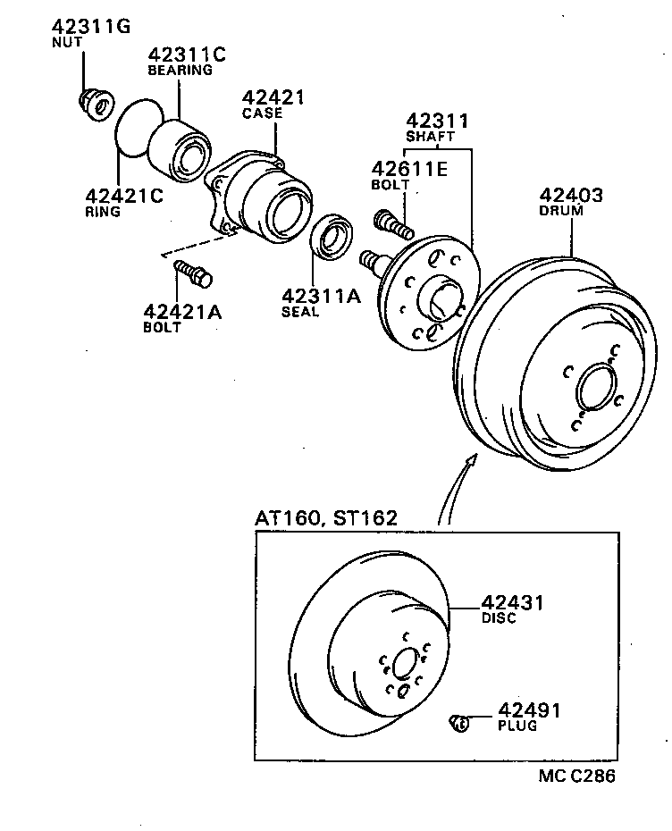  CARINA FF |  REAR AXLE SHAFT HUB