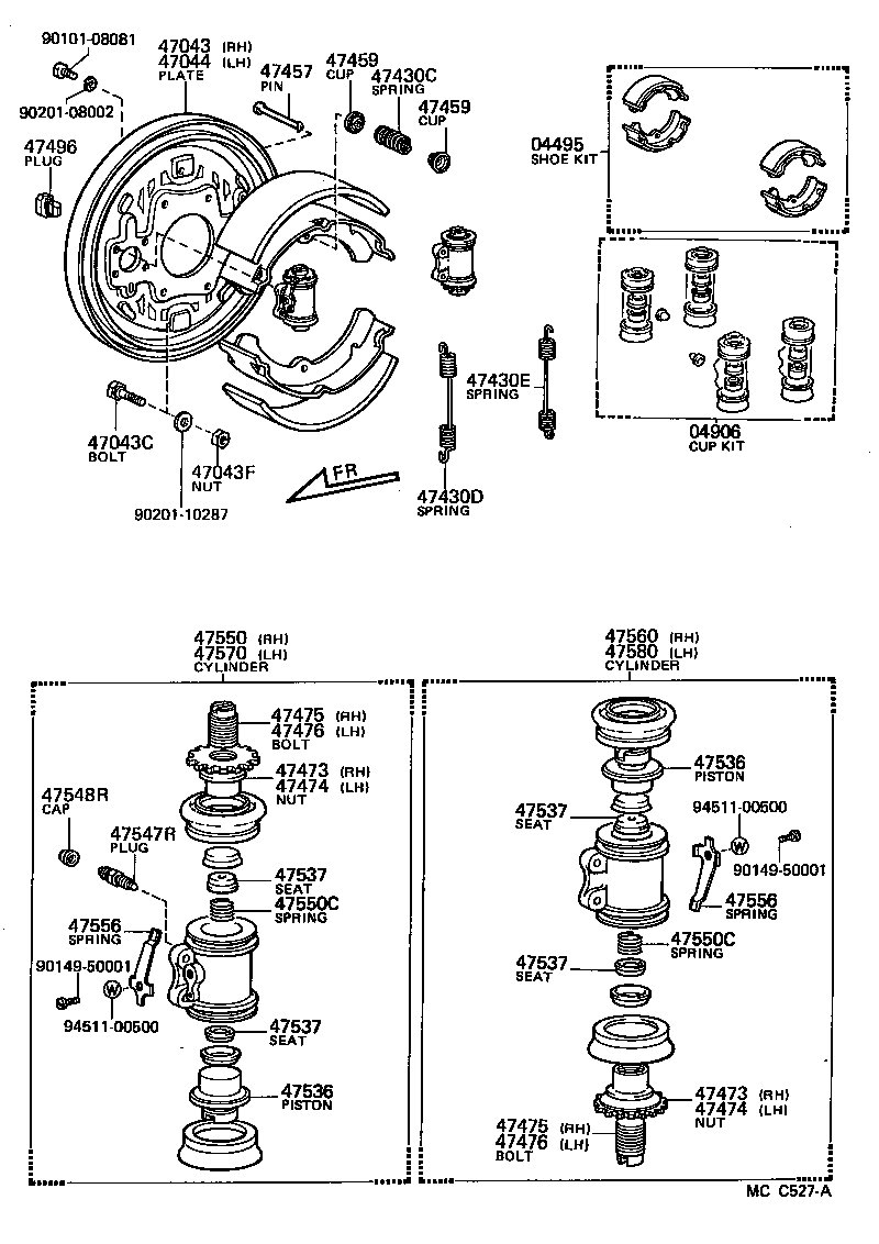TOYOACE DYNA | REAR DRUM BRAKE WHEEL CYLINDER BACKING PLATE