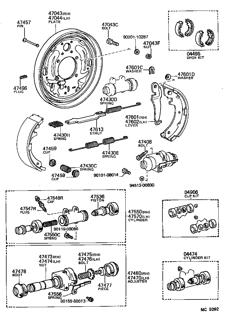  HIACE TRUCK |  REAR DRUM BRAKE WHEEL CYLINDER BACKING PLATE