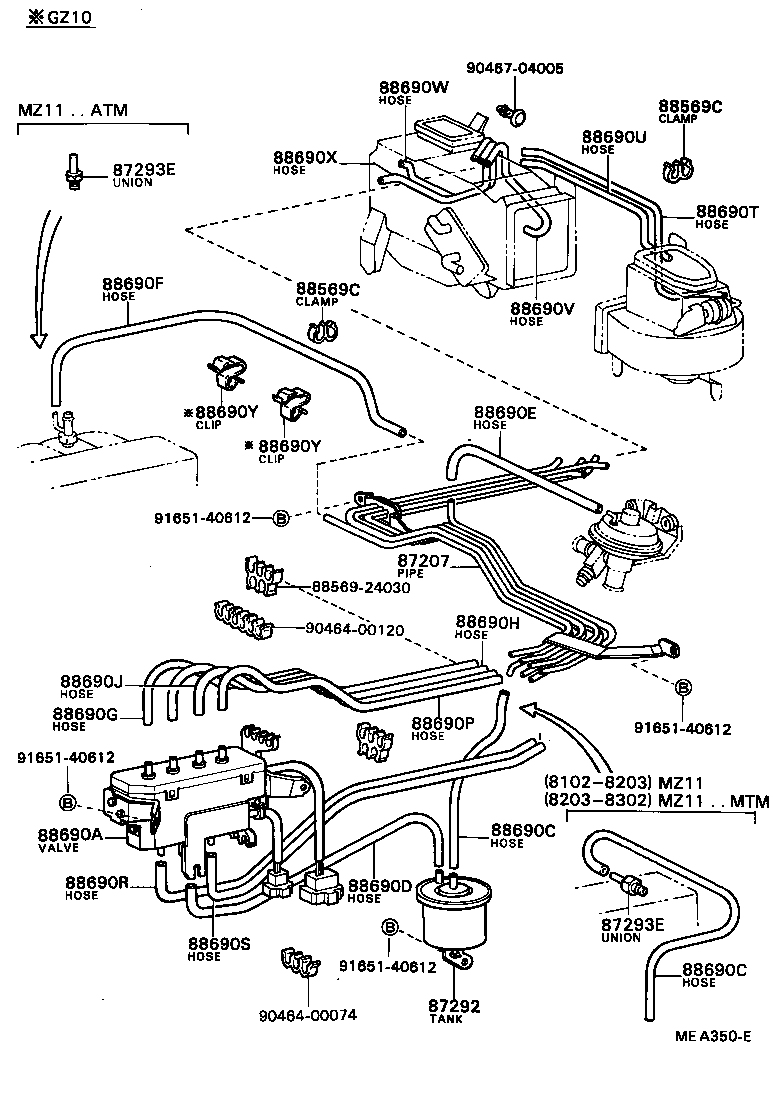 SOARER |  HEATING AIR CONDITIONING VACUUM PIPING