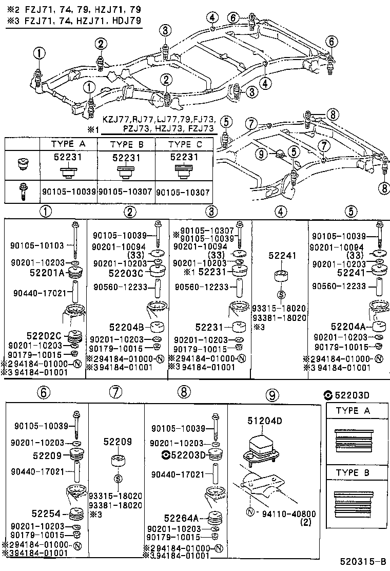  LAND CRUISER 70 |  CAB MOUNTING BODY MOUNTING