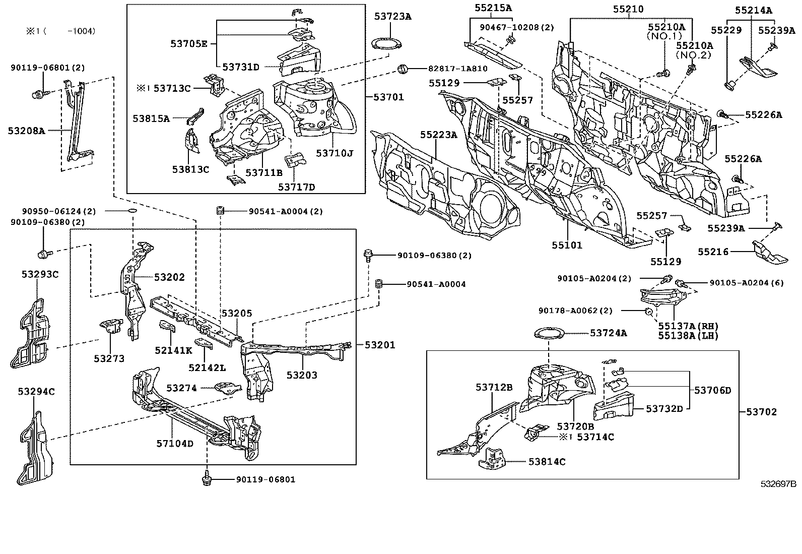 TOYOTA COROLLA NAPZRE142LDEPDKA BODY FRONT FENDER APRON DASH PANEL