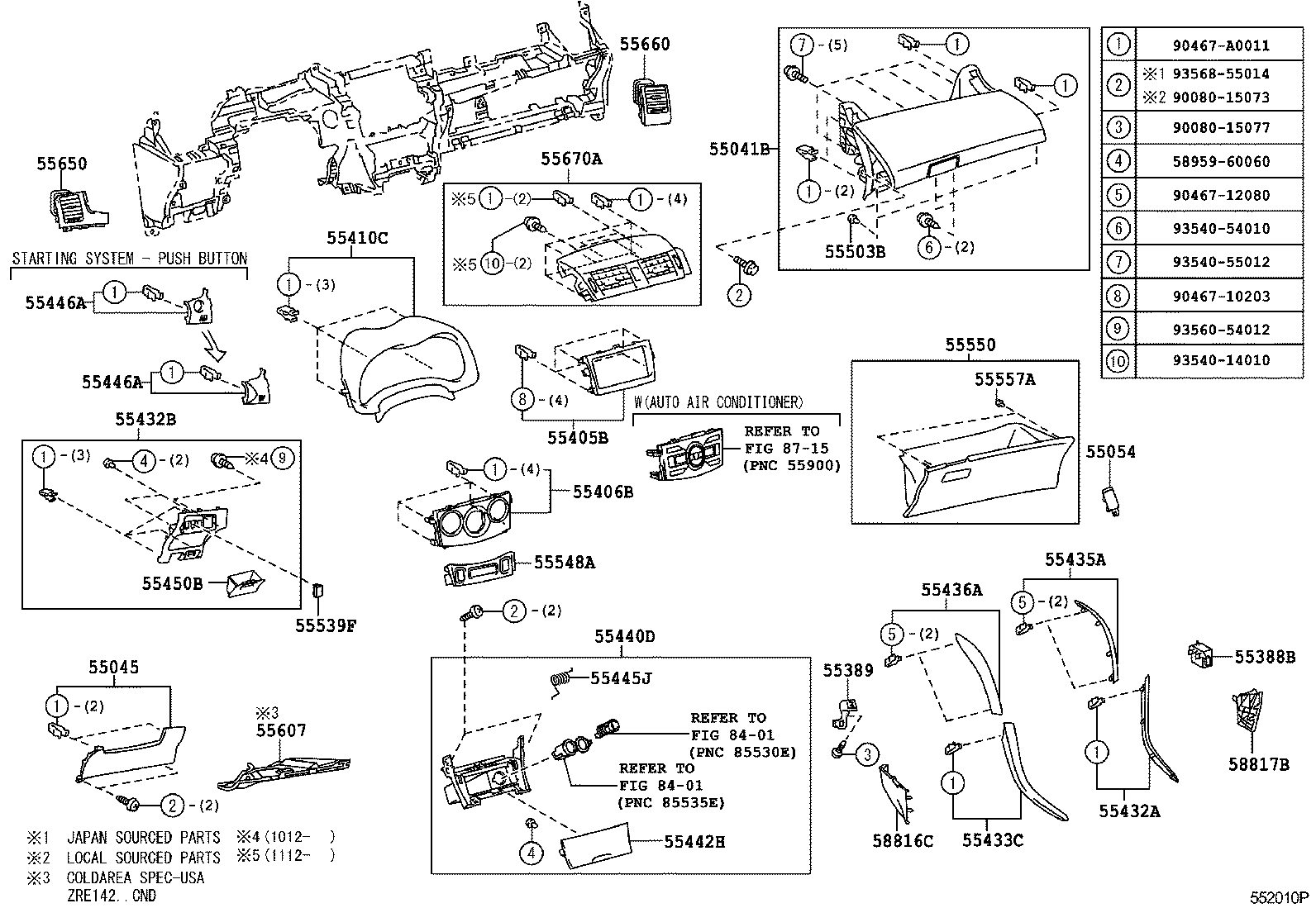 TOYOTA COROLLA NAPZRE142LDEPDKA BODY INSTRUMENT PANEL GLOVE