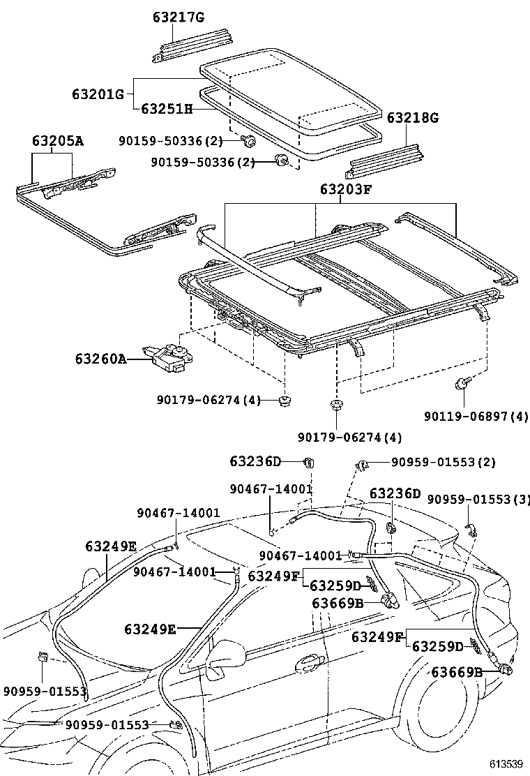  RX350 450H |  ROOF PANEL BACK WINDOW GLASS