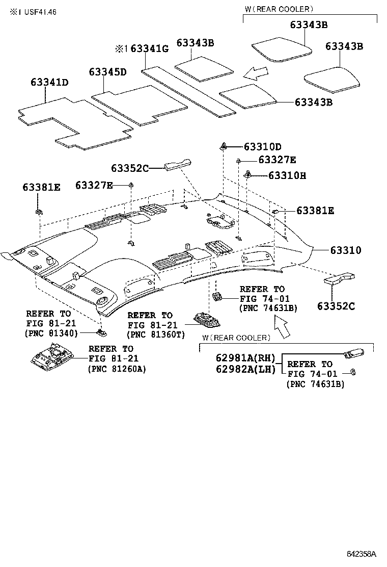  LS460 460L |  ROOF HEADLINING SILENCER PAD
