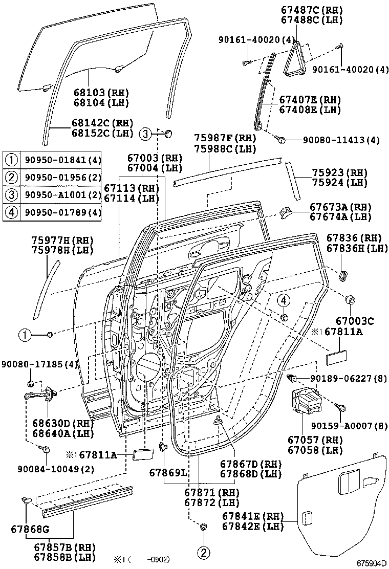  VENZA |  REAR DOOR PANEL GLASS