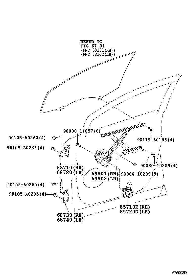  VENZA |  FRONT DOOR WINDOW REGULATOR HINGE