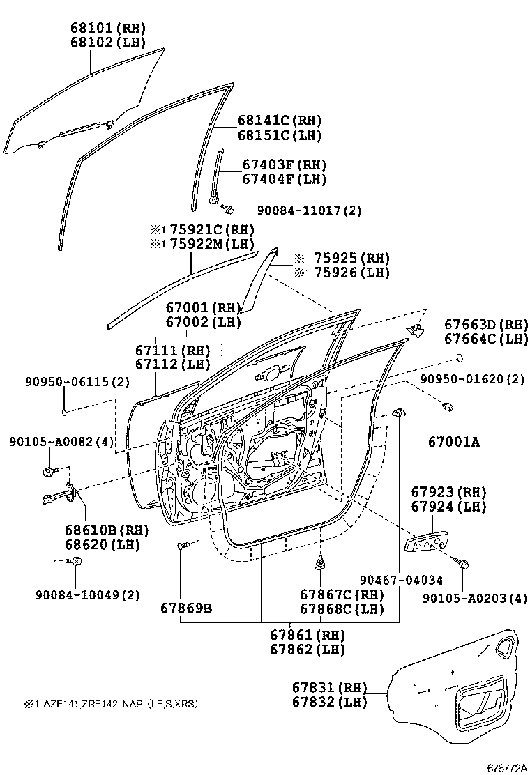 TOYOTA COROLLA NAPZRE142LDEPSKA BODY FRONT DOOR PANEL GLASS