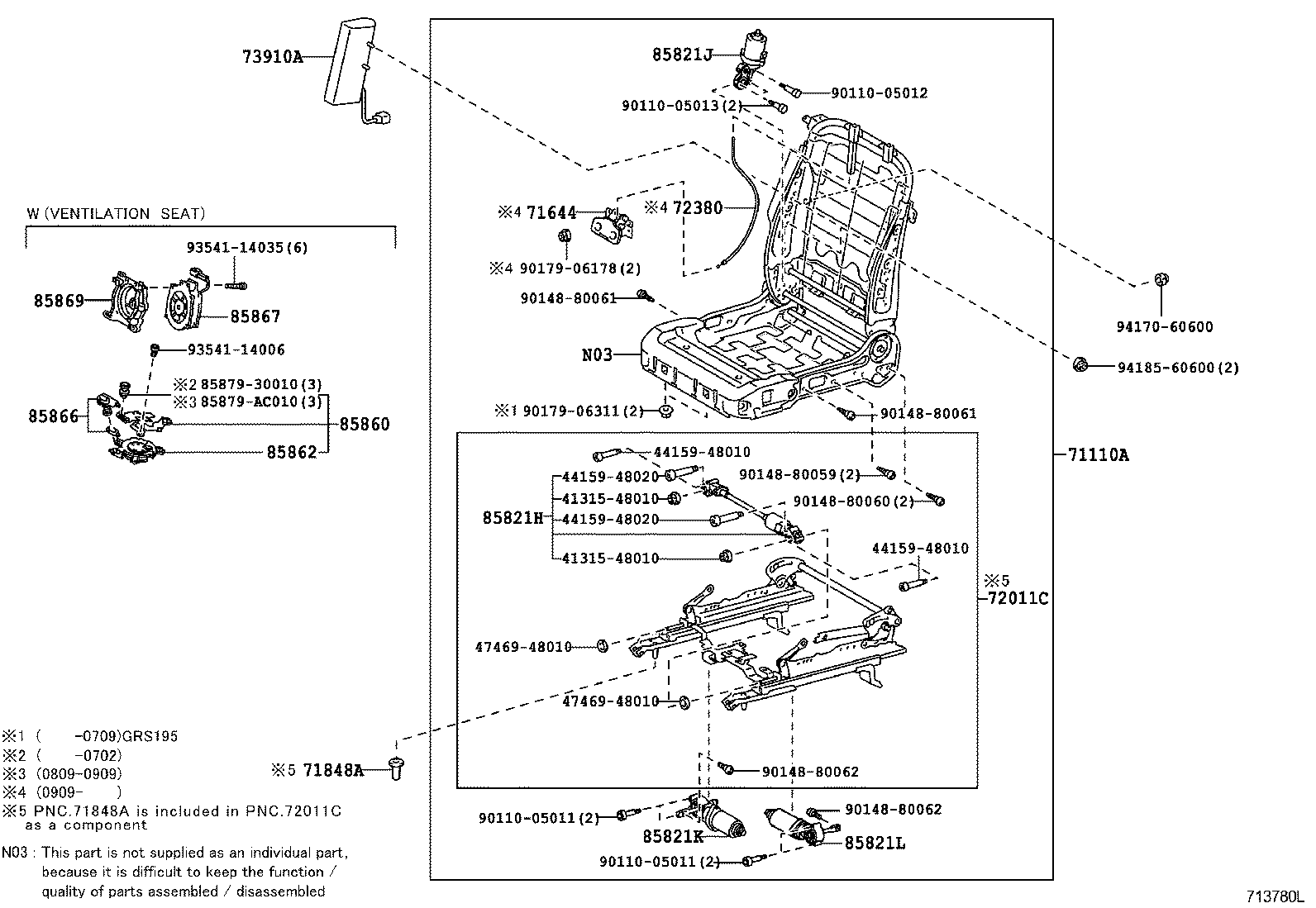  GS30 35 43 460 |  FRONT SEAT SEAT TRACK