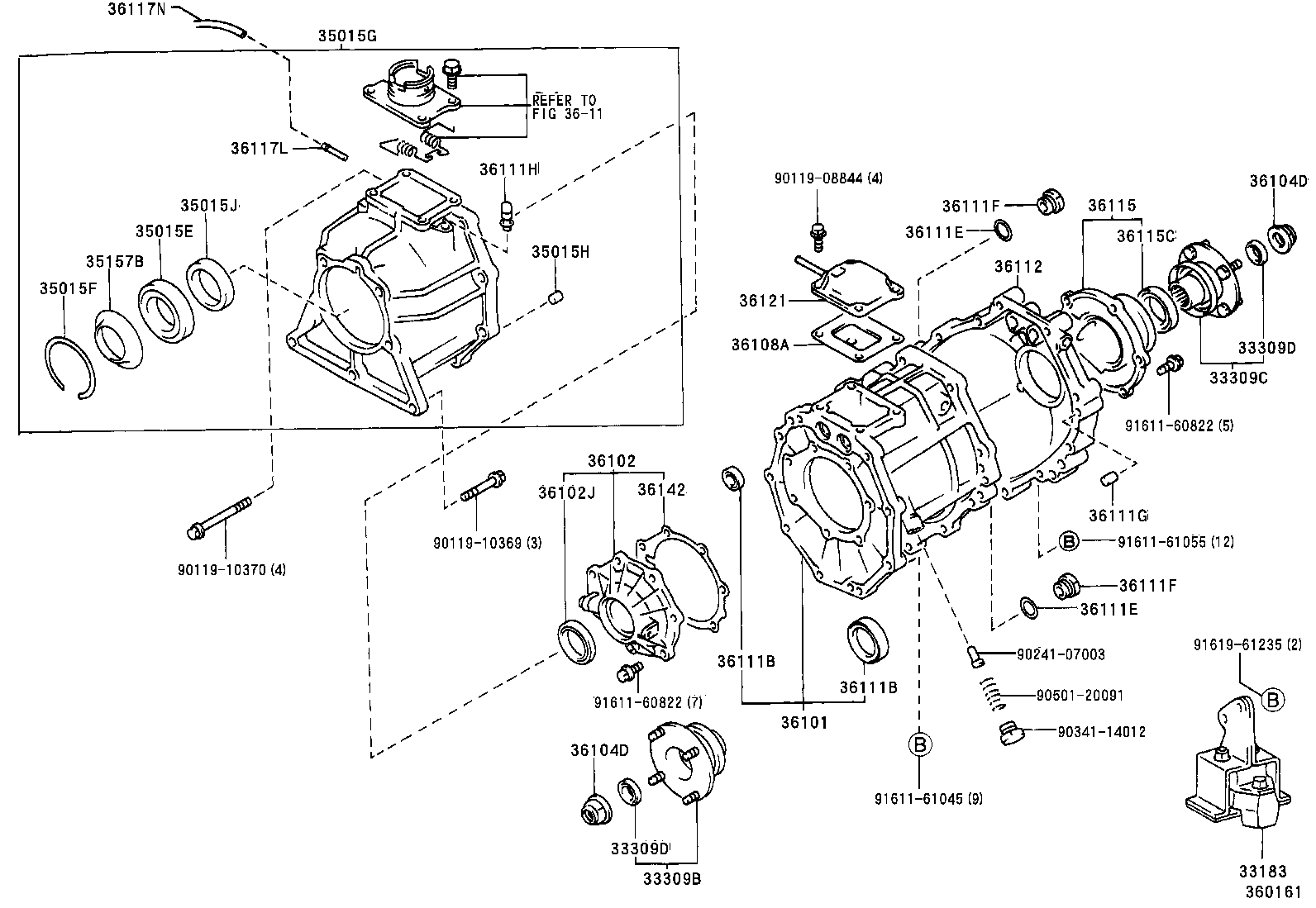  T100 |  TRANSFER CASE EXTENSION HOUSING