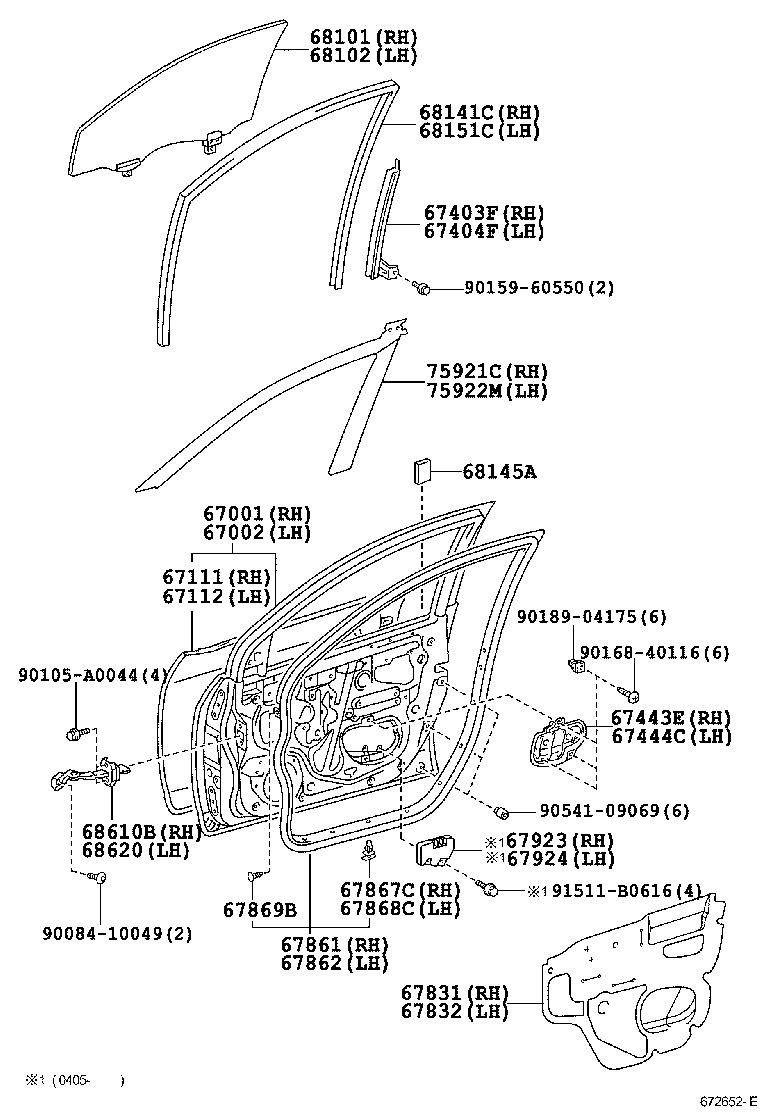 COROLLA MATRIX NAP |  FRONT DOOR PANEL GLASS