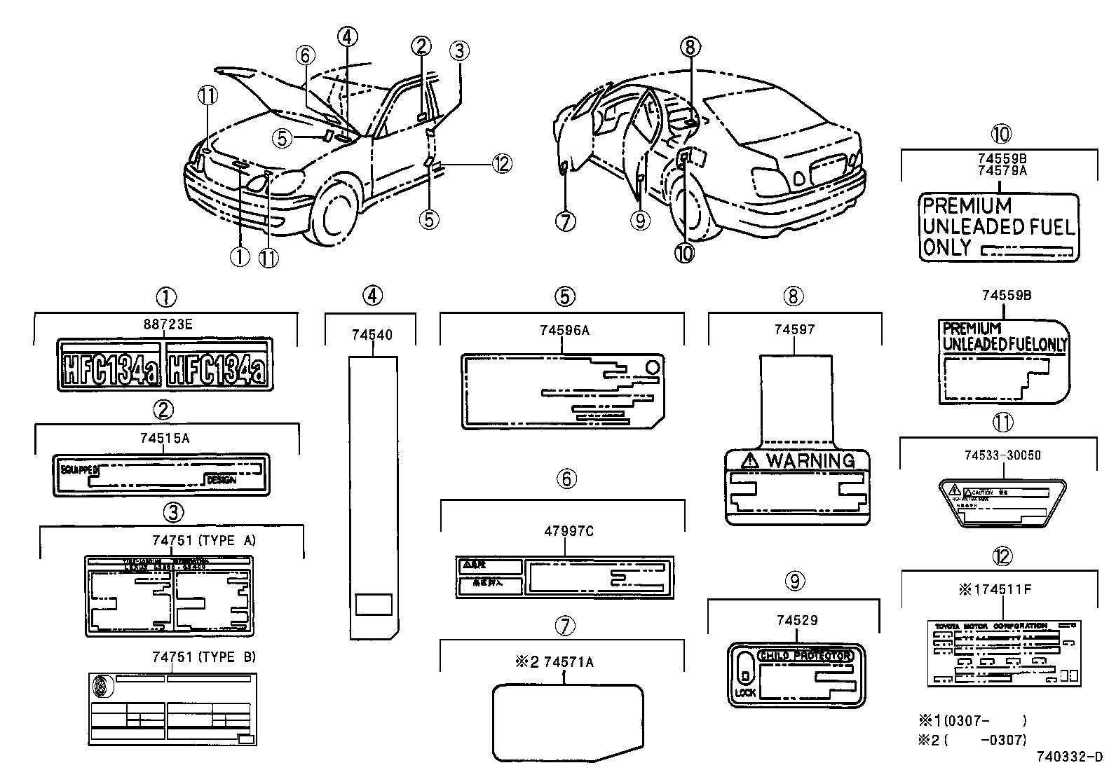  GS300 400 430 |  CAUTION PLATE EXTERIOR INTERIOR