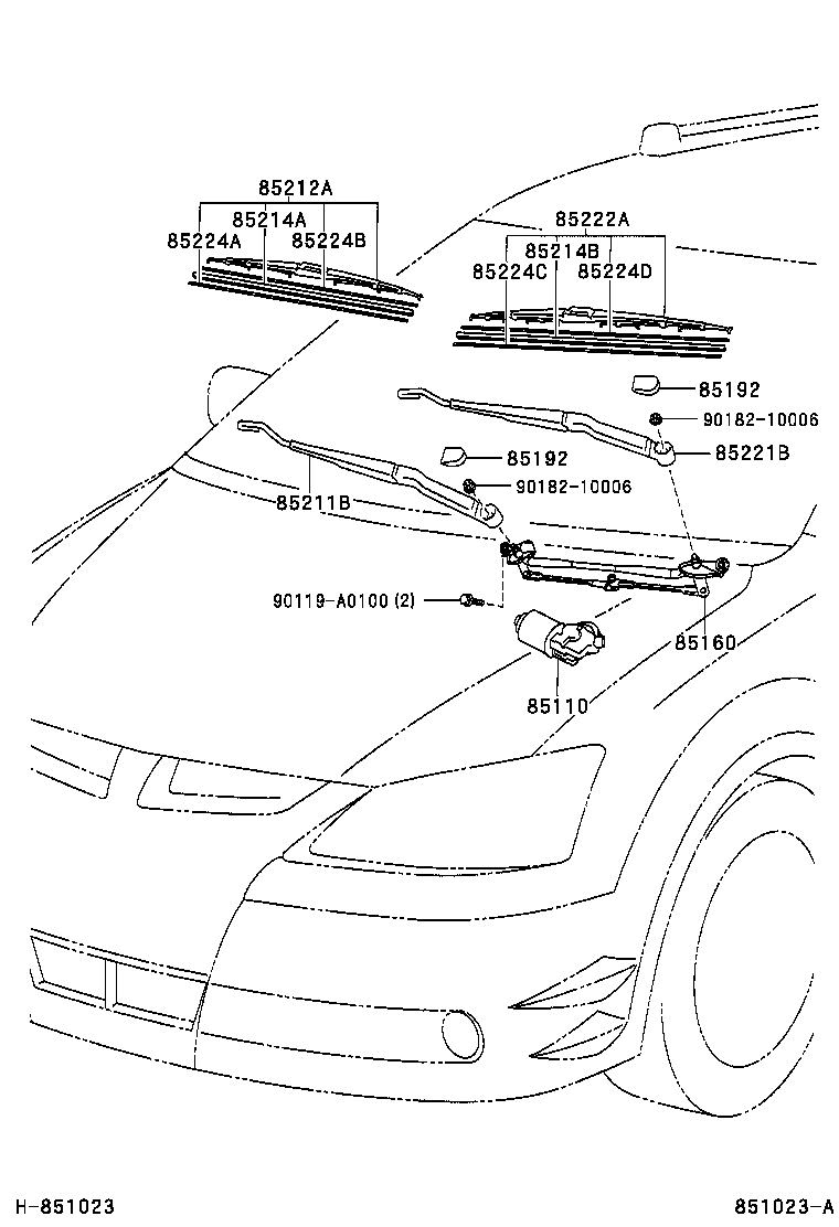 TOYOTA COROLLA MATRIX NAPZZE133LDHFSFA ELECTRICAL WINDSHIELD WIPER