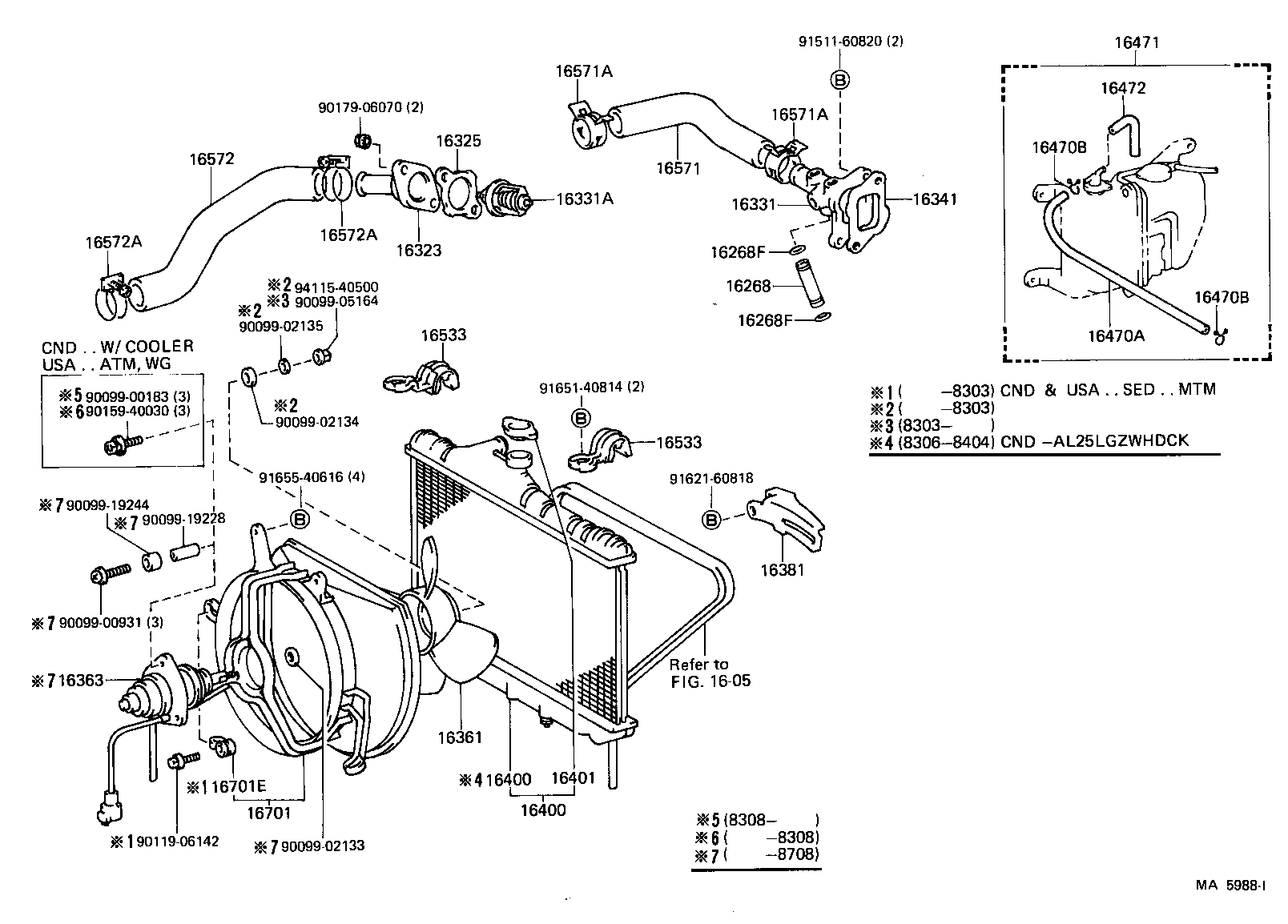  TERCEL |  RADIATOR WATER OUTLET