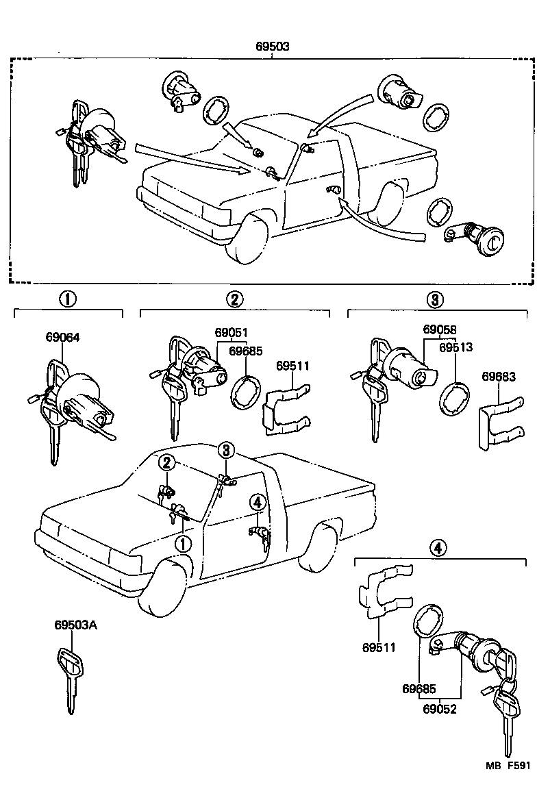  4 RUNNER TRUCK |  LOCK CYLINDER SET