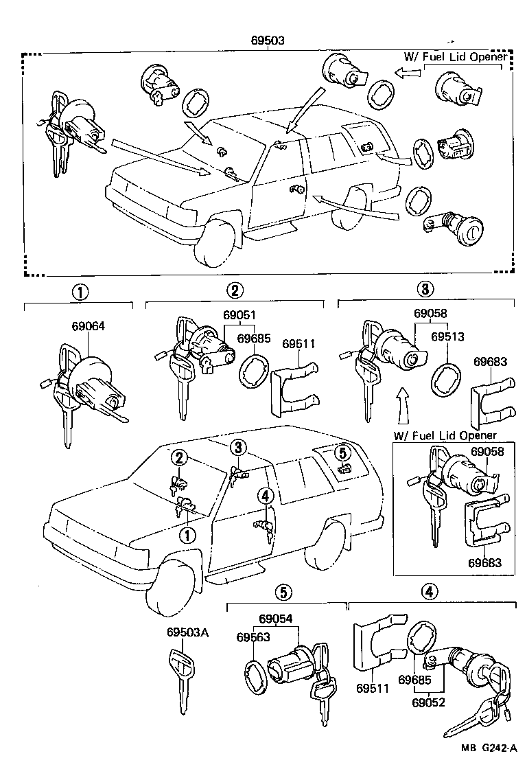  4 RUNNER TRUCK |  LOCK CYLINDER SET