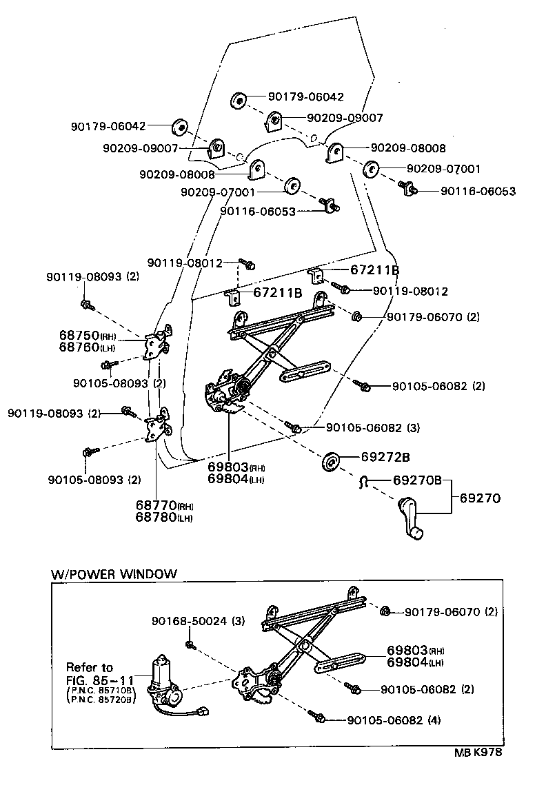  CAMRY |  REAR DOOR WINDOW REGULATOR HINGE