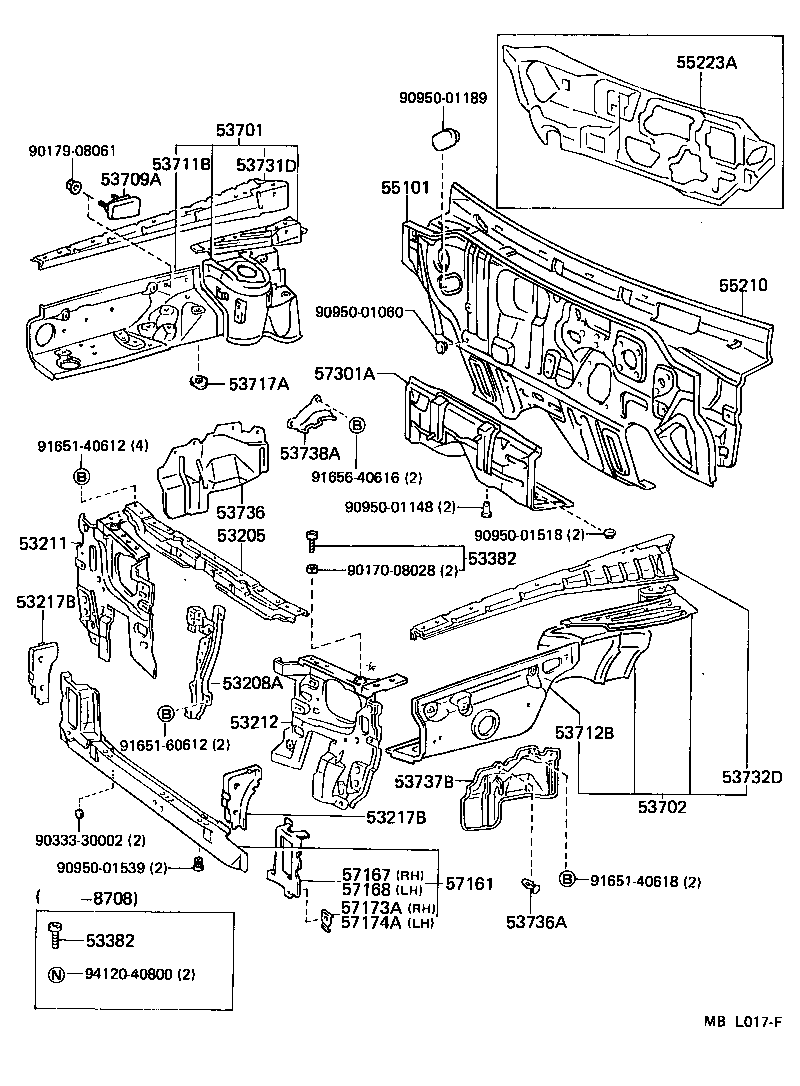  CAMRY |  FRONT FENDER APRON DASH PANEL