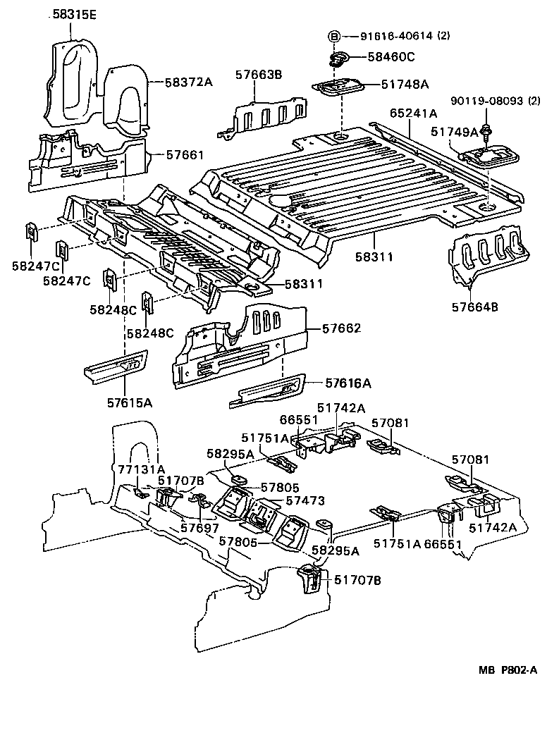  4 RUNNER TRUCK |  REAR FLOOR PANEL REAR FLOOR MEMBER