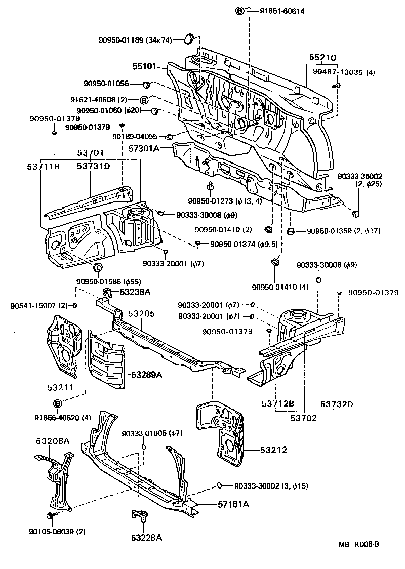  TERCEL |  FRONT FENDER APRON DASH PANEL